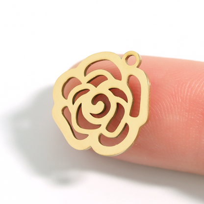18K Gold PVD Stainless Steel Rose Charm / PDL0026