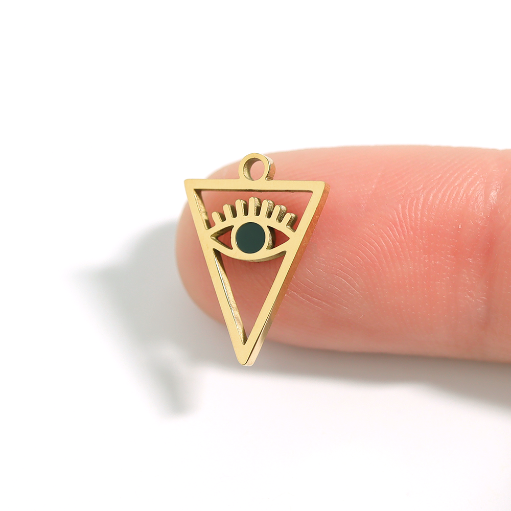 18K Gold PVD Stainless Steel Triangle Evil Eye Charm / PDL0027
