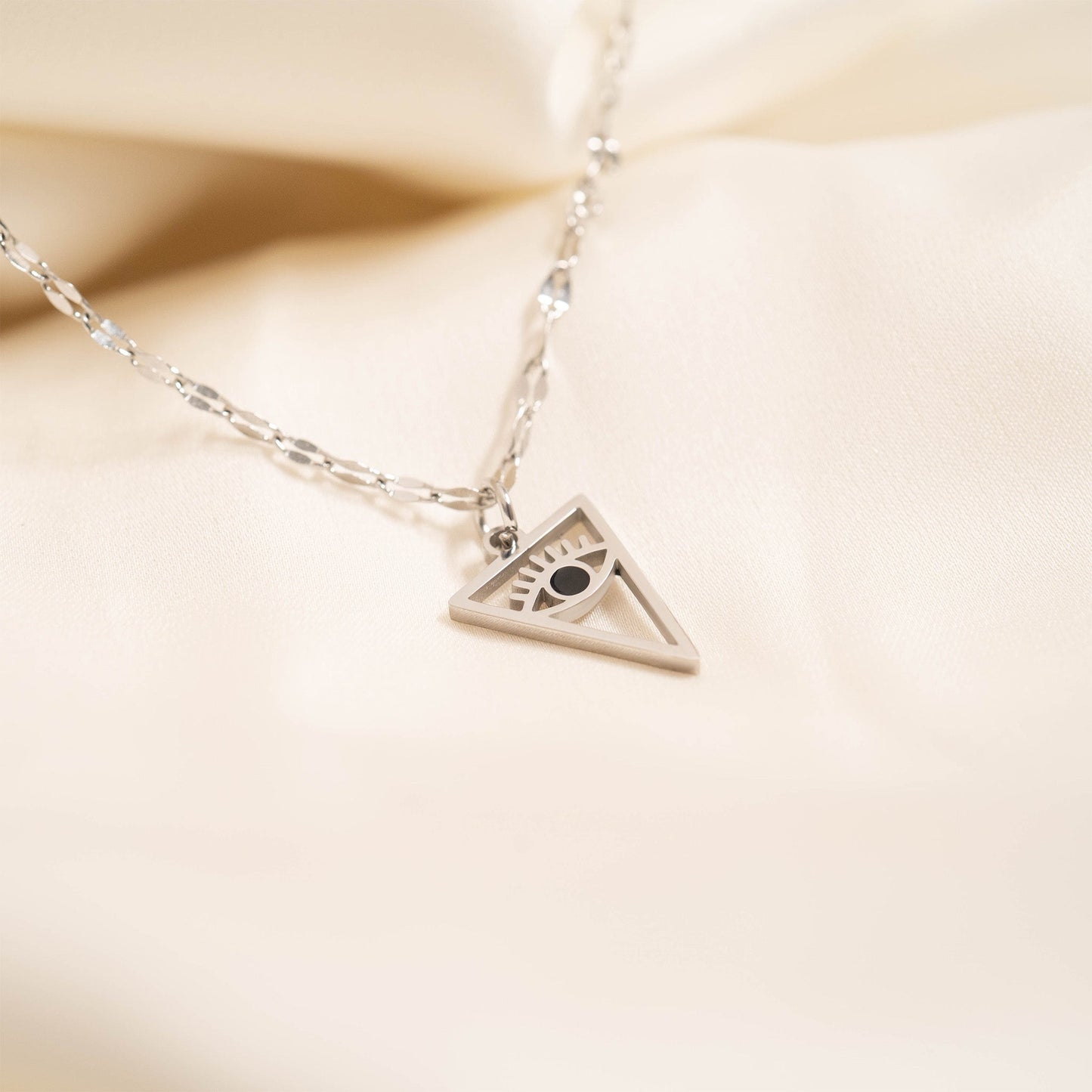 18K Gold PVD Stainless Steel Triangle Evil Eye Charm / PDL0027