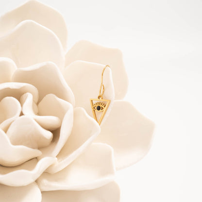 18K Gold PVD Stainless Steel Triangle Evil Eye Charm / PDL0027