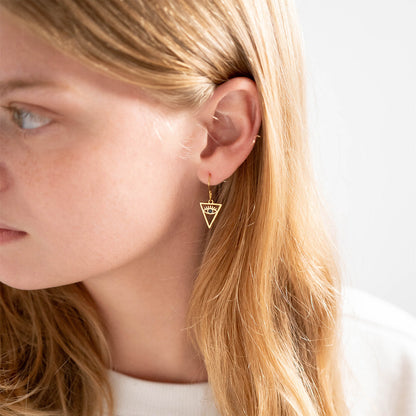 18K Gold PVD Stainless Steel Triangle Evil Eye Charm / PDL0027