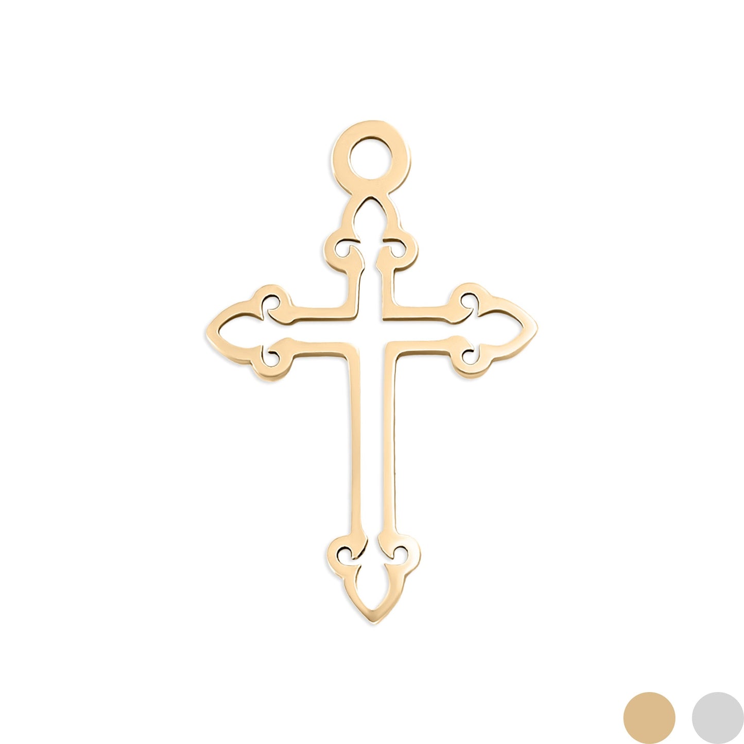 18K Gold PVD Stainless Steel Cross Charm / PDL0033