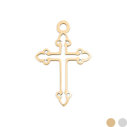 18K Gold PVD Stainless Steel Cross Charm / PDL0033