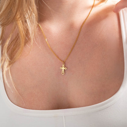 18K Gold PVD Stainless Steel Pointed Cross Charm / PDL0047