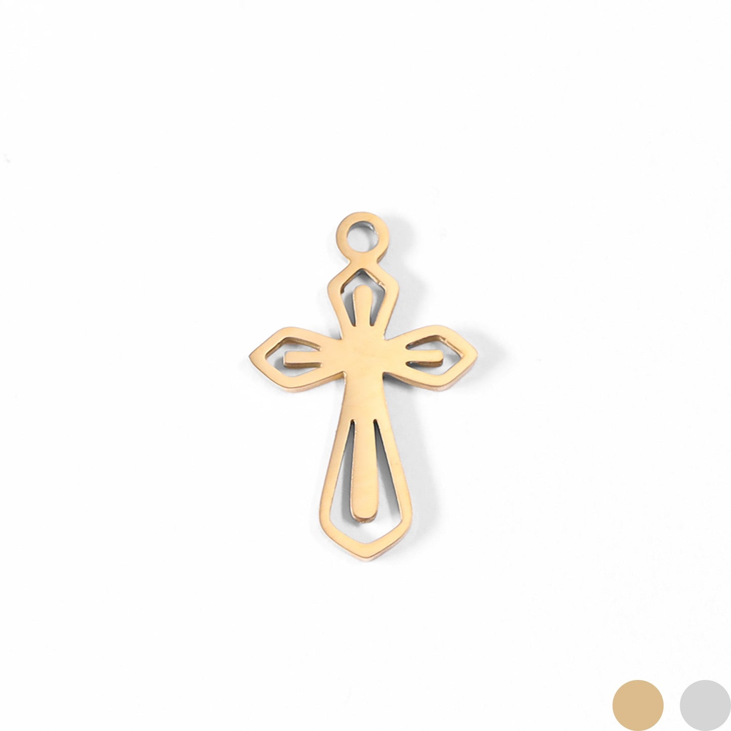 18K Gold PVD Stainless Steel Pointed Cross Charm / PDL0047