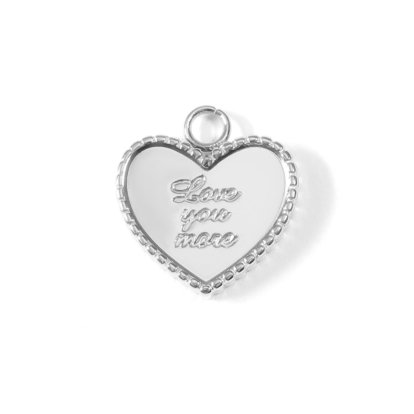 18K Gold PVD Stainless Steel "Love You More" Heart Charm / PDL0055