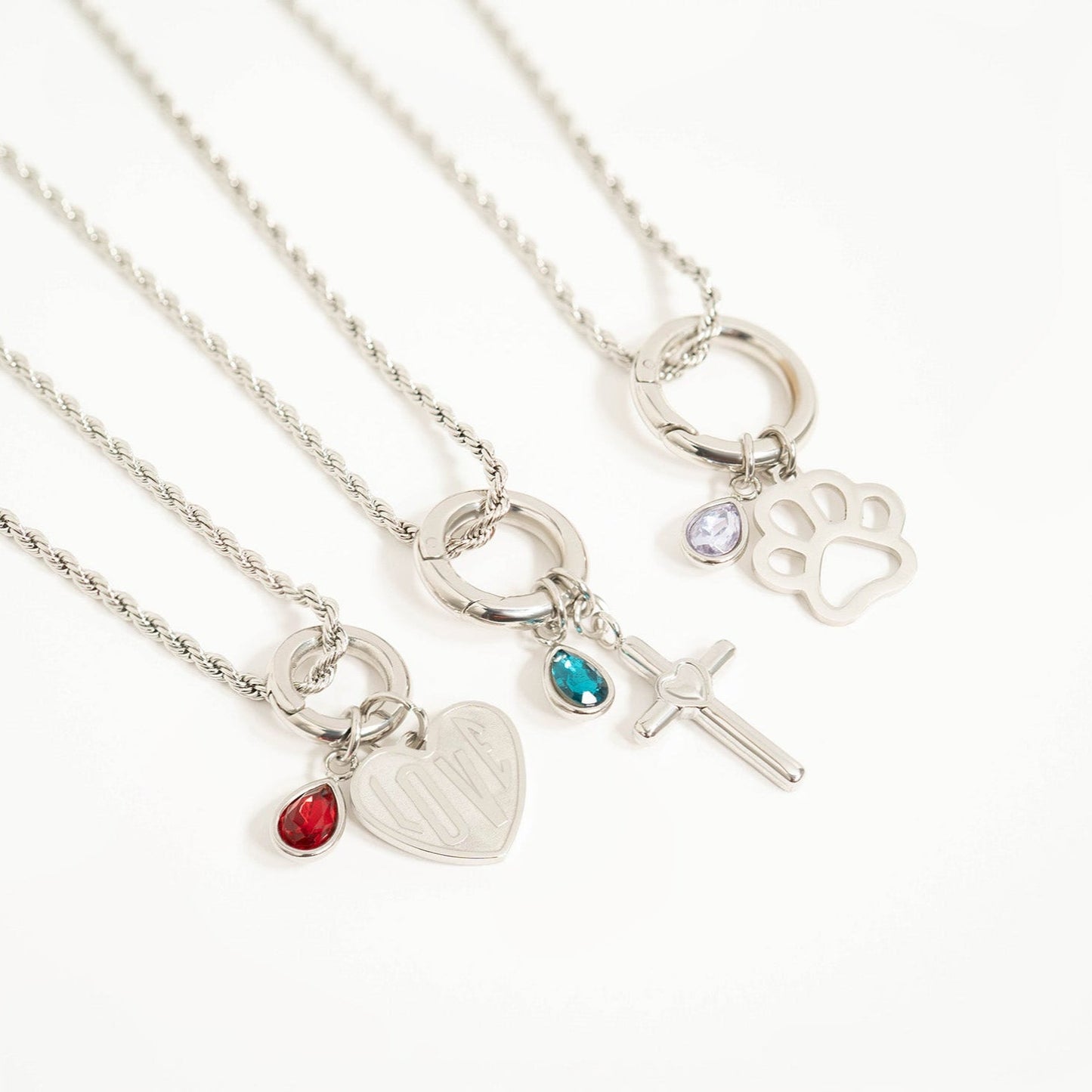 18K Gold PVD Stainless Steel Cross with Heart Charm / PDL0058