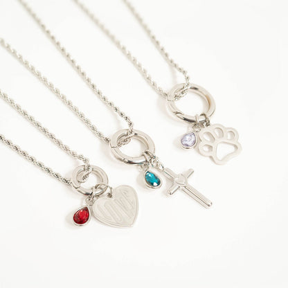 18K Gold PVD Stainless Steel Cross with Heart Charm / PDL0058