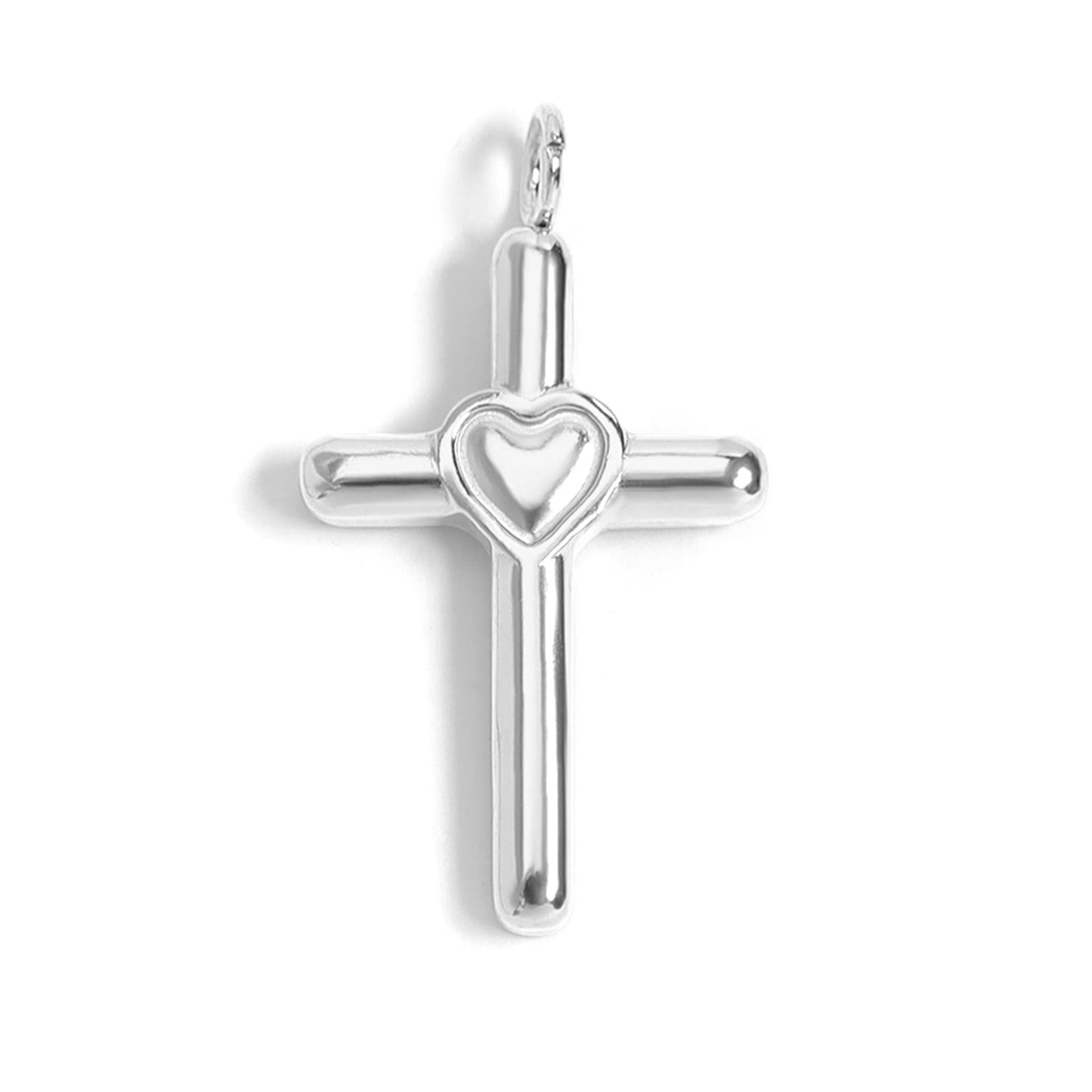 18K Gold PVD Stainless Steel Cross with Heart Charm / PDL0058