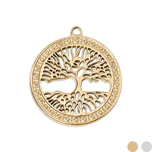 18K Gold PVD Stainless Steel Tree of Life Charm / PDL0061