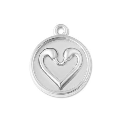 18K Gold PVD Stainless Steel Circle Swan Heart Charm / PDL0067
