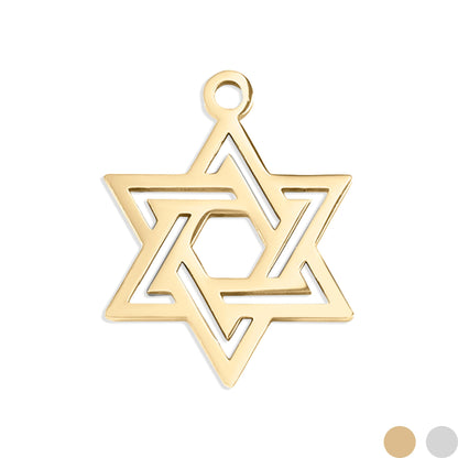 18K Gold PVD Stainless Steel Star of David Charm / PDL0081