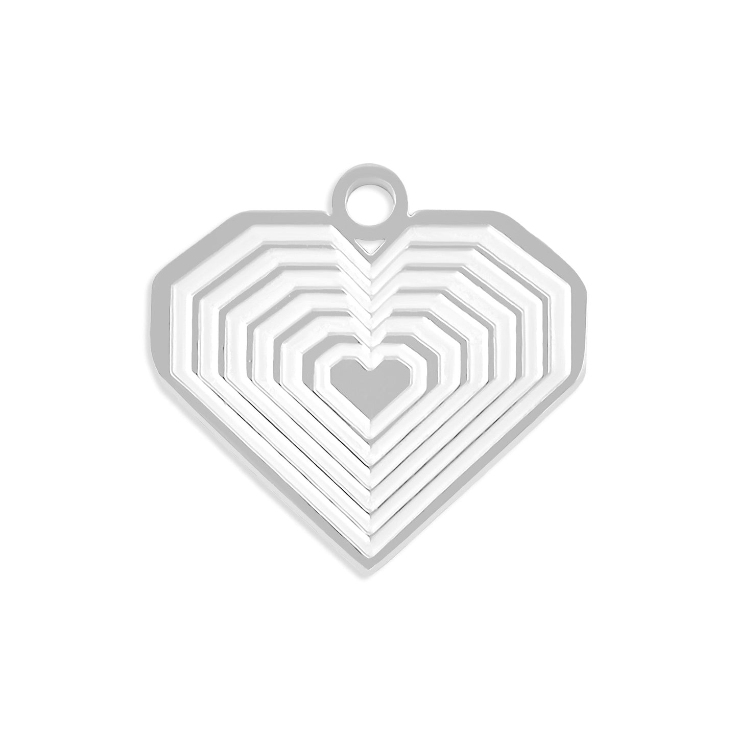 18K Gold PVD Stainless Steel Geometric Heart Charm / PDL0086