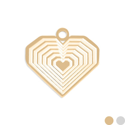 18K Gold PVD Stainless Steel Geometric Heart Charm / PDL0086