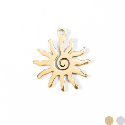 18K Gold PVD Stainless Steel Spiral Sun Charm / PDL0089