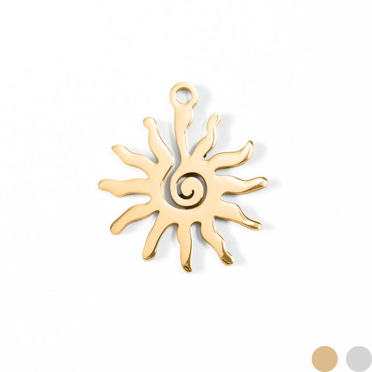 18K Gold PVD Stainless Steel Spiral Sun Charm / PDL0089
