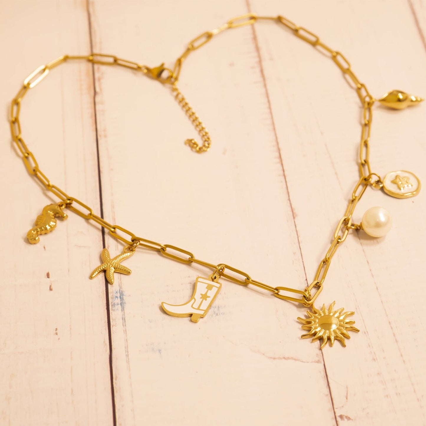 18K Gold PVD Stainless Steel Seahorse Charm / PDL0096