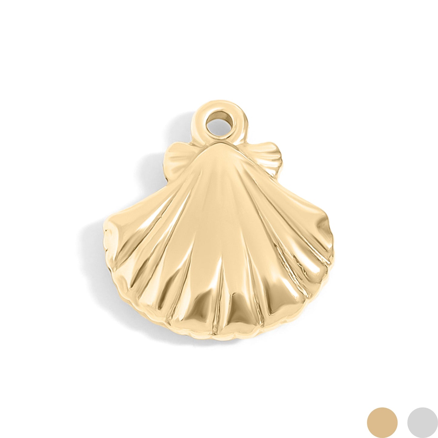 18K Gold PVD Stainless Steel Clam Shell Charm / PDL0097