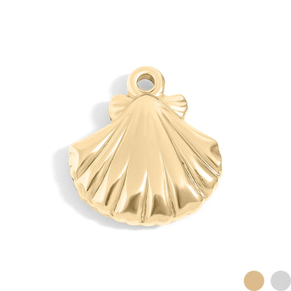 18K Gold PVD Stainless Steel Clam Shell Charm / PDL0097