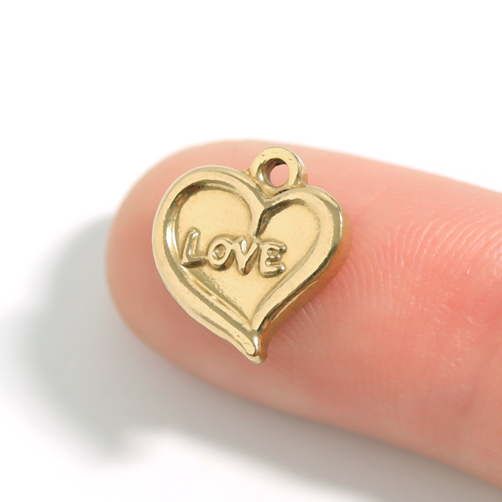 18K Gold PVD Stainless Steel Love Heart Charm / PDL0106