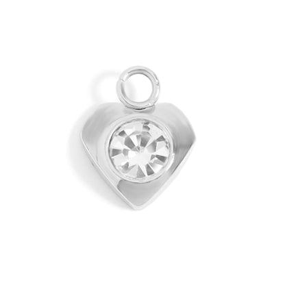 18K Gold PVD Stainless Steel Heart With Cubic Zirconia Charm / PDL0111