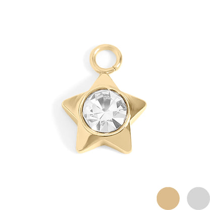 18K Gold PVD Stainless Steel Star with Cubic Zirconia Charm / PDL0112