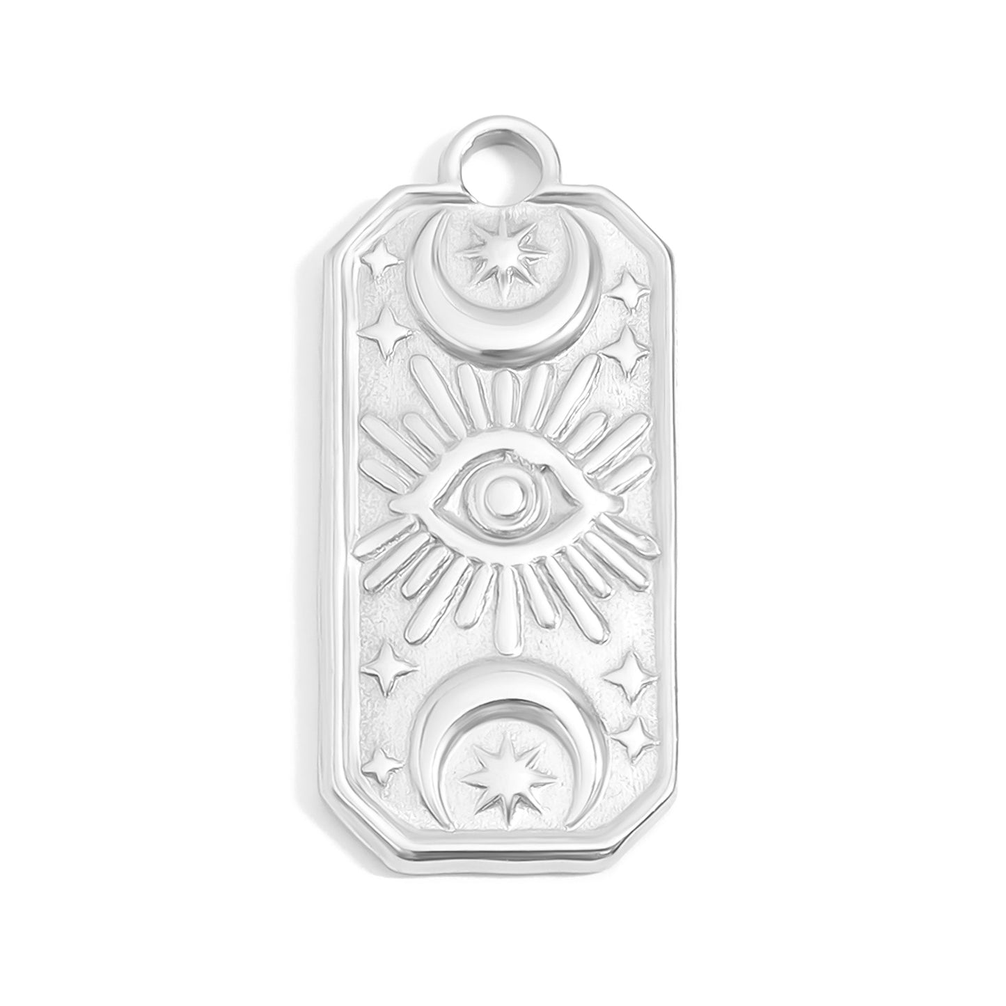 18K Gold PVD Stainless Steel Rectangle Mystical Symbol Charm / PDL0117