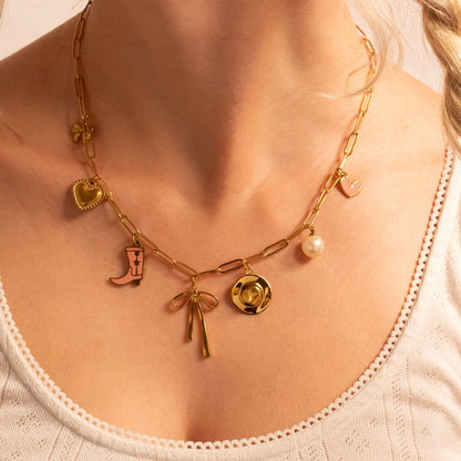 18K Gold PVD Stainless Steel Long Bow Charm / PDL0277