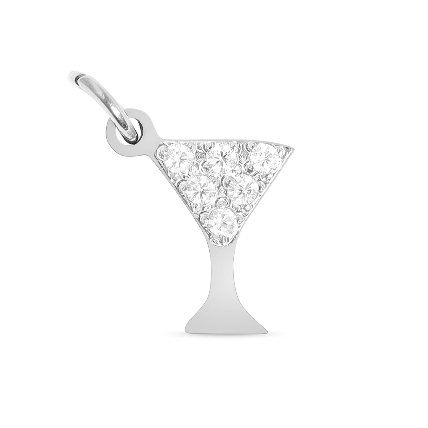 18K Gold PVD Stainless Steel CZ Martini Glass Charm / PDL0145