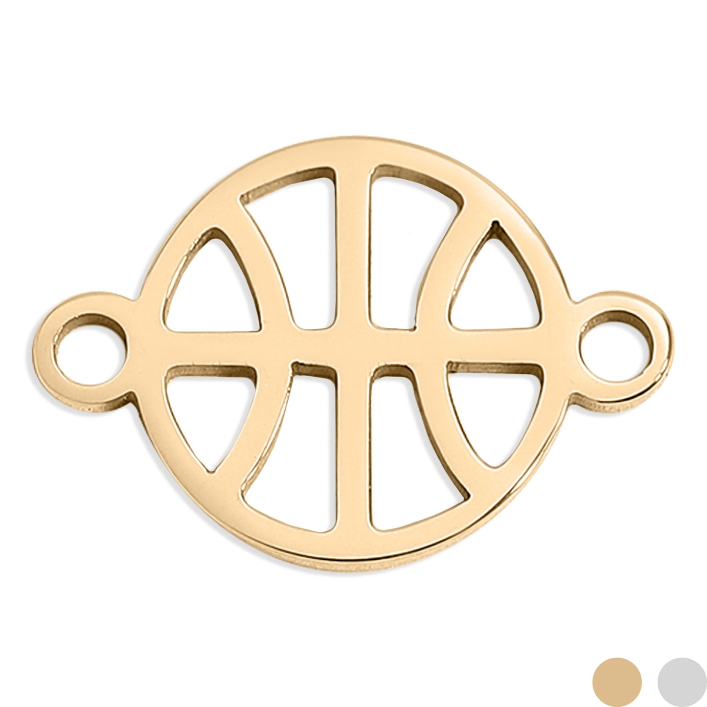 18K Gold PVD Stainless Steel Basketball Connector Charm / PDL0159