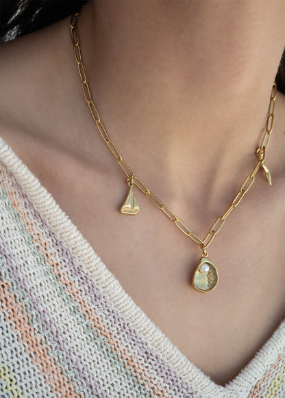 18k Gold PVD Stainless Steel Sailboat Charm / PDL0211