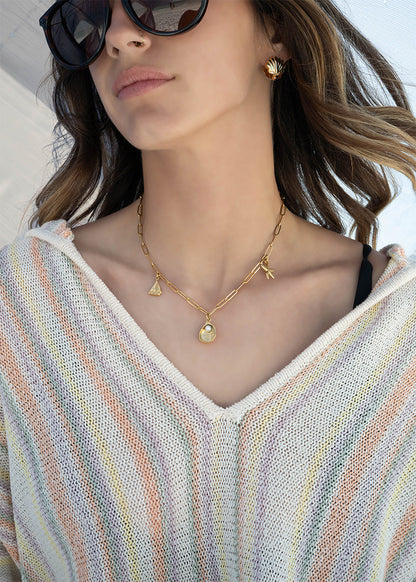 18k Gold PVD Stainless Steel Sailboat Charm / PDL0211