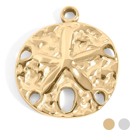 18K Gold PVD Stainless Steel Sand Dollar Charm / PDL0198