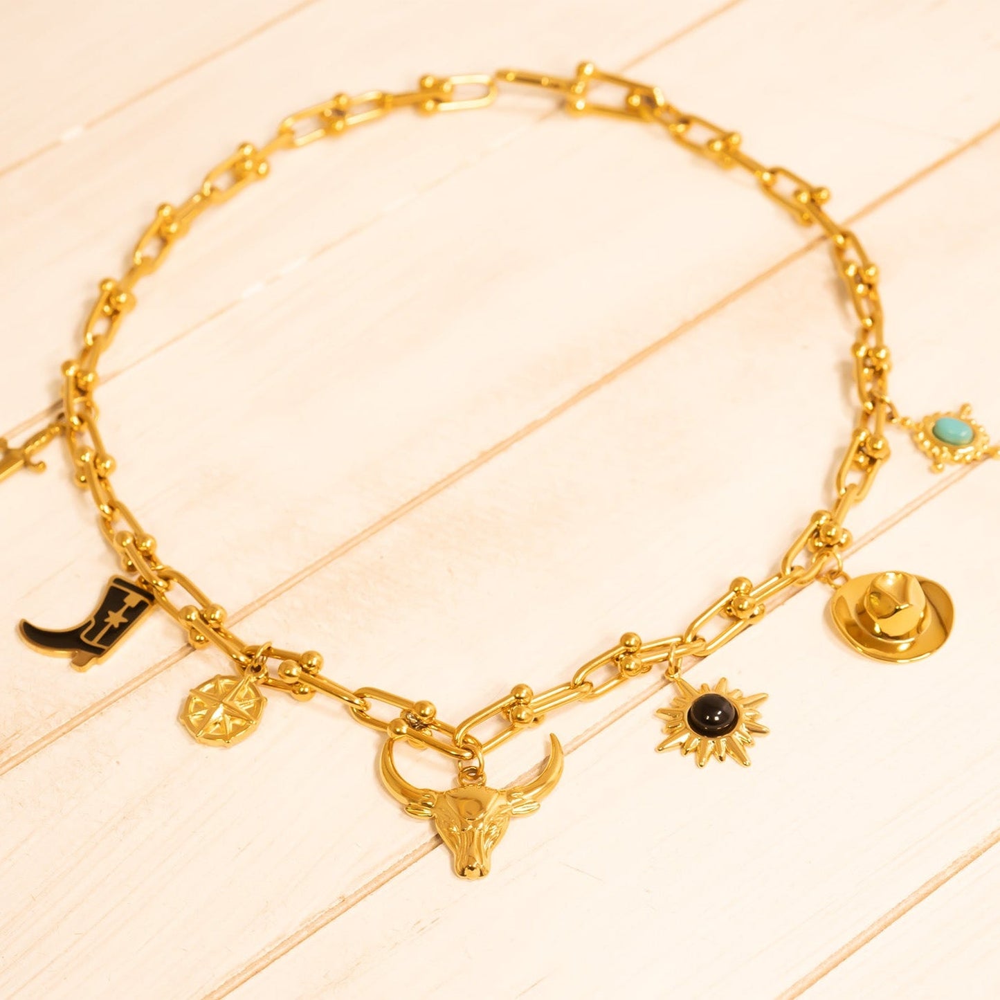 18K Gold PVD Stainless Steel Cowboy Hat Charm / PDL0273