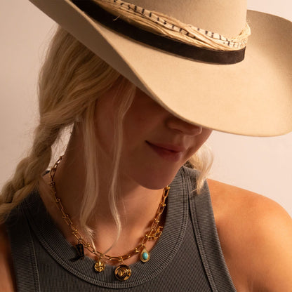 18K Gold PVD Stainless Steel Epoxy Cowboy Boot Charm / PDL0207