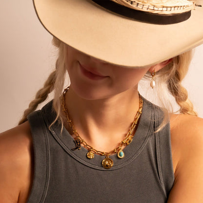 18K Gold PVD Stainless Steel Cowboy Hat Charm / PDL0273