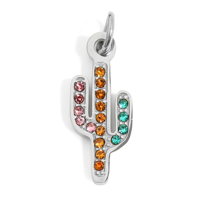 18K Gold PVD Stainless Steel Cactus with CZ Stone Charm / PDL0208