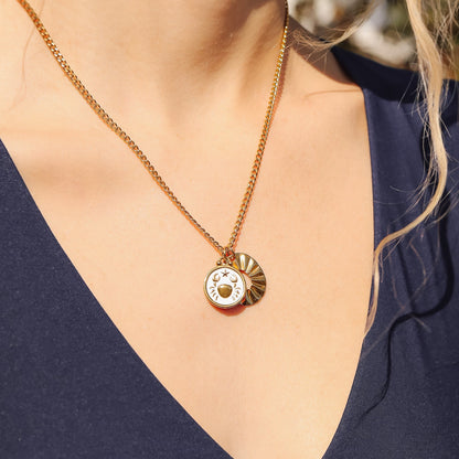 18K Gold PVD Stainless Steel Crimped Oval Charm / PDL0057