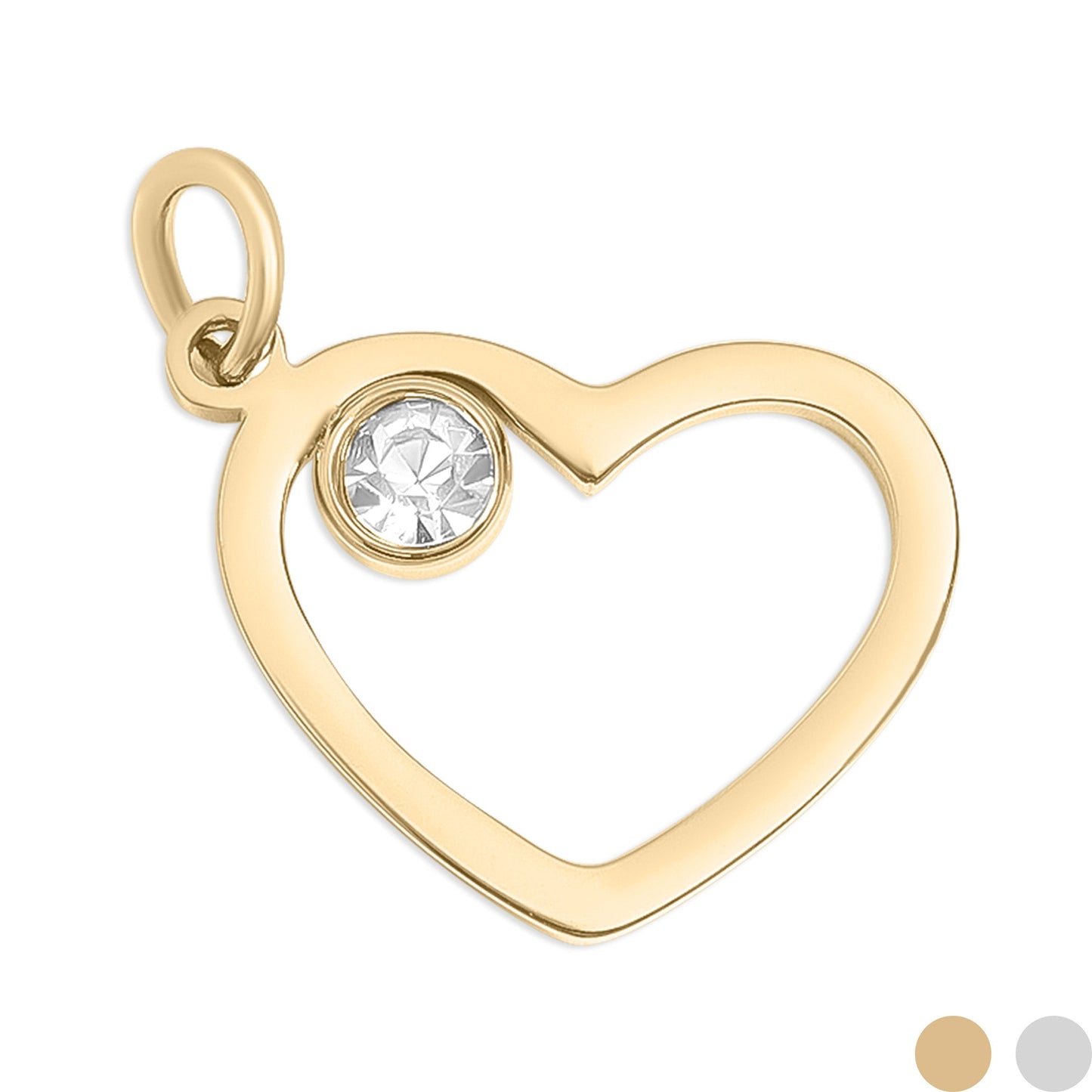 18K Gold PVD Stainless Steel Birthstone Heart Charm / PDL0219