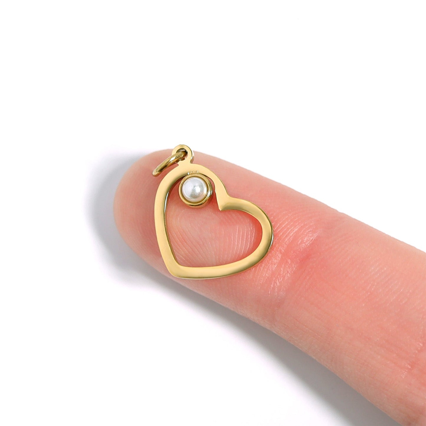 18K Gold PVD Stainless Steel Birthstone Heart Charm / PDL0219