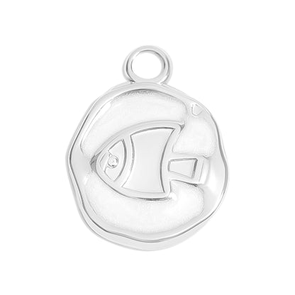18K Gold PVD Fish White Epoxy Charm / PDL0221