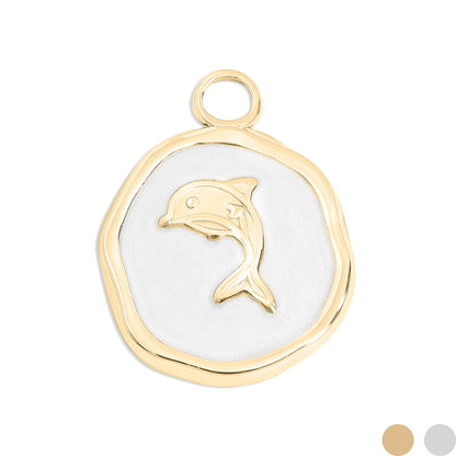 18K Gold PVD Dolphin Epoxy Charm / PDL0224