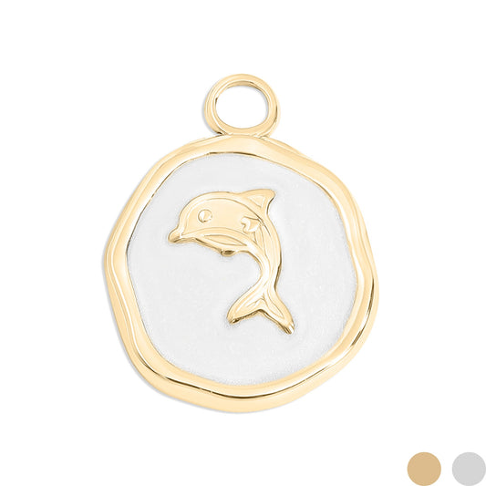 18K Gold PVD Dolphin Epoxy Charm / PDL0224