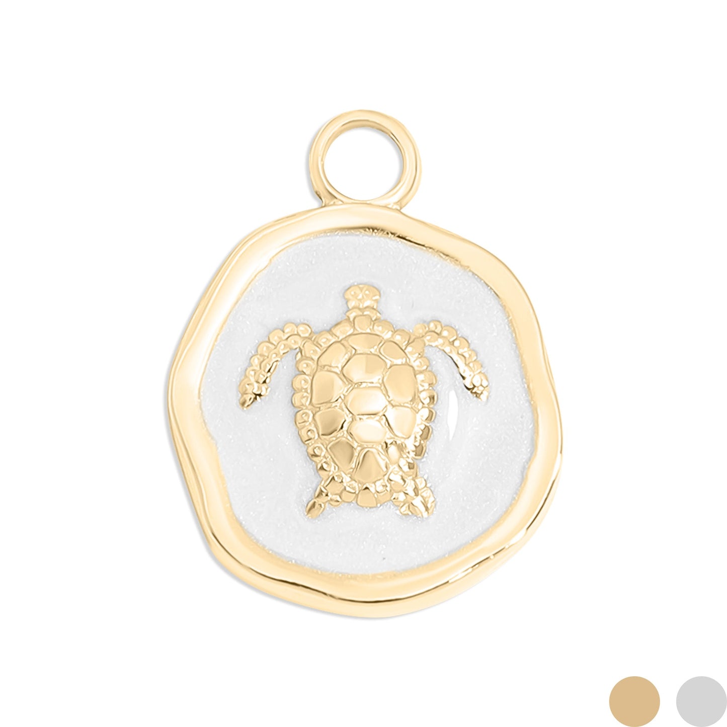 18K Gold PVD Sea Turtle Epoxy Charm / PDL0226