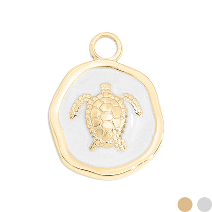 18K Gold PVD Sea Turtle Epoxy Charm / PDL0226