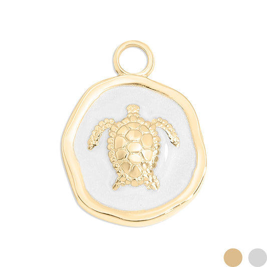 18K Gold PVD Sea Turtle Epoxy Charm / PDL0226