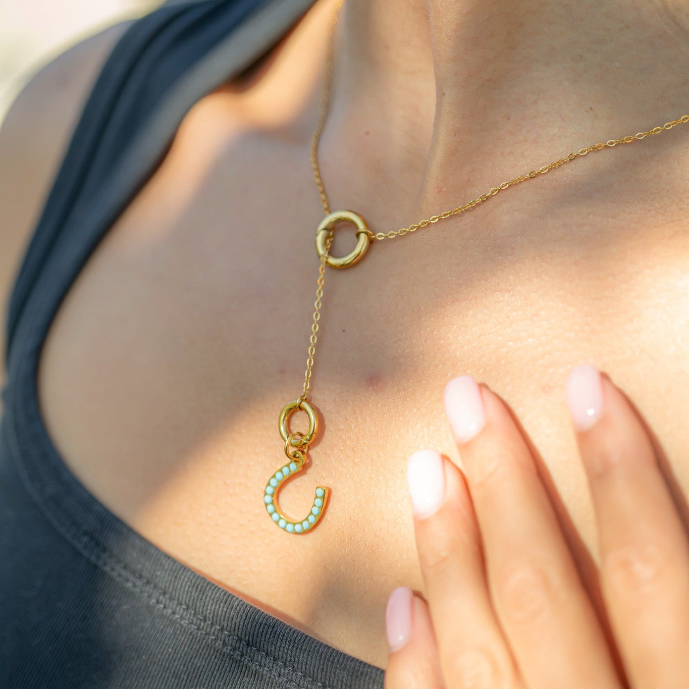 18K Gold PVD Stainless Steel Mini Circle Carabiner Clasp / ENC0031