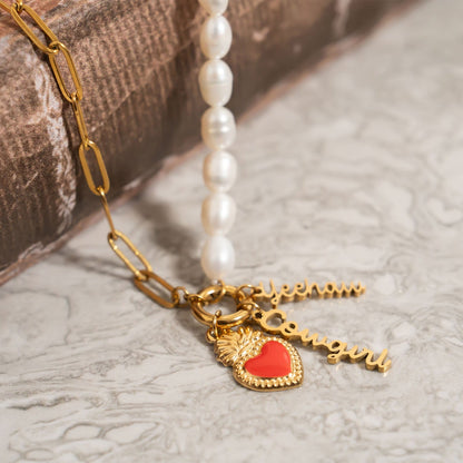 18K Gold PVD Stainless Steel Red Heart Charm / PDL0299