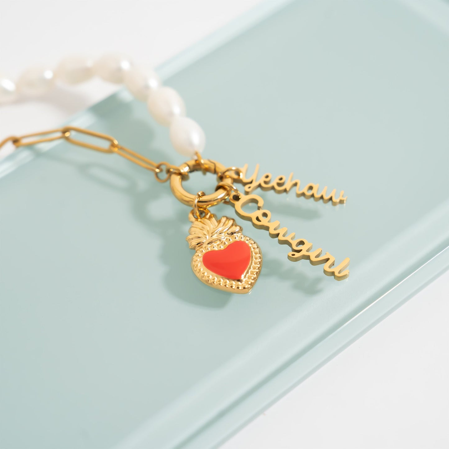 18K Gold PVD Stainless Steel Red Heart Charm / PDL0299