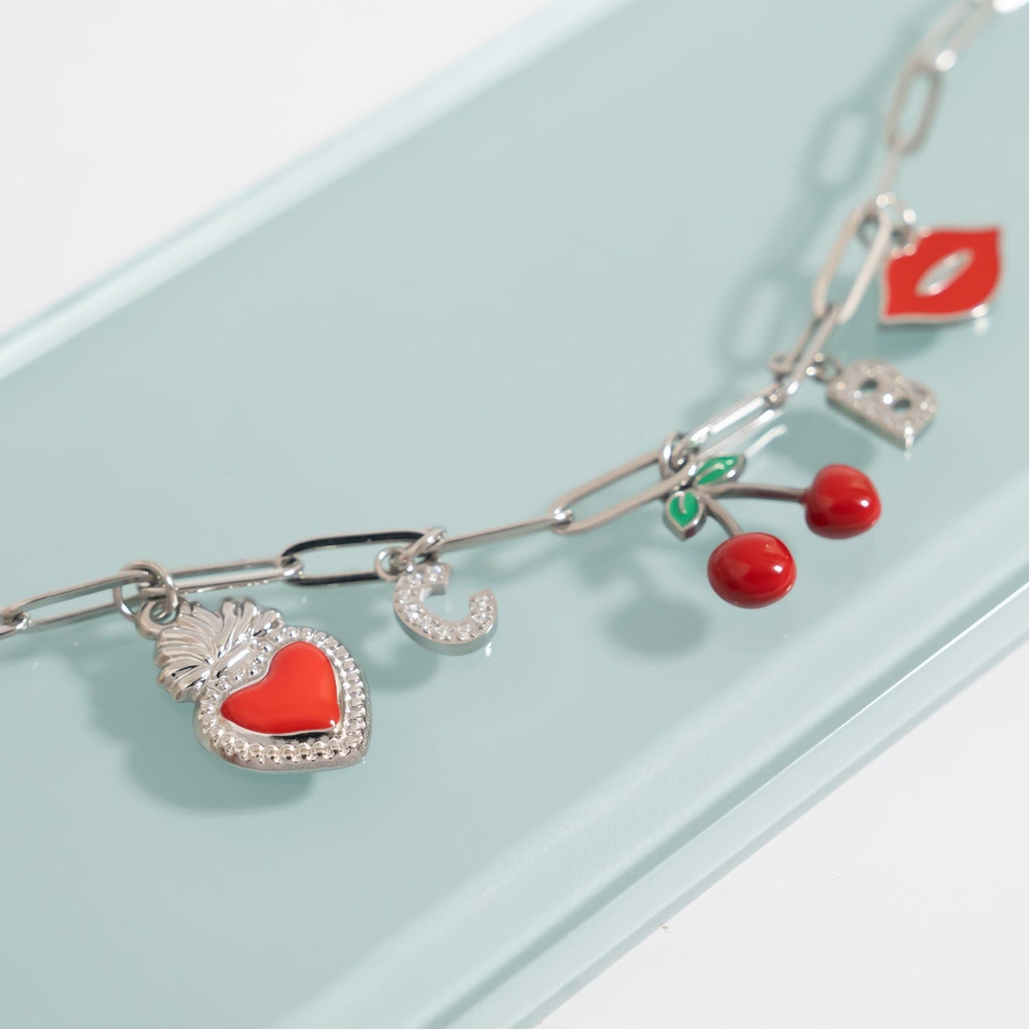 18K Gold PVD Stainless Steel Red Heart Charm / PDL0299